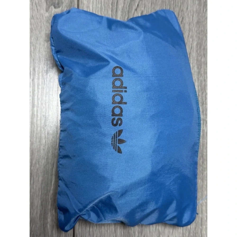 Vintage 80s Adidas Originals Windbreaker Jacket Trefoil M Blue Packable Hooded